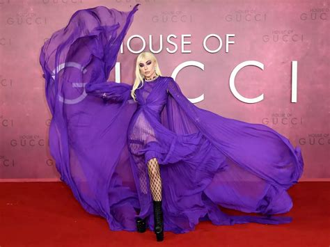 gaga purple dress gucci|lady gaga red dress.